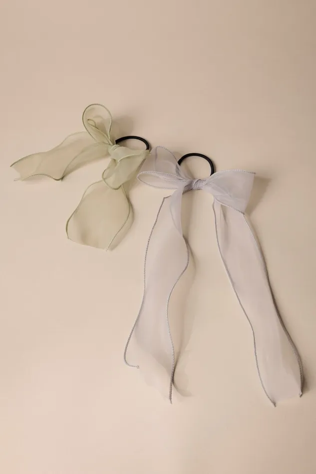 Blue And Grey Bow Hair Tie Set Multi Women Lucky Brand Hair Accessories