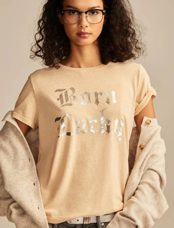 Born Lucky Classic Crew Sand Women Lucky Brand Graphic Tees