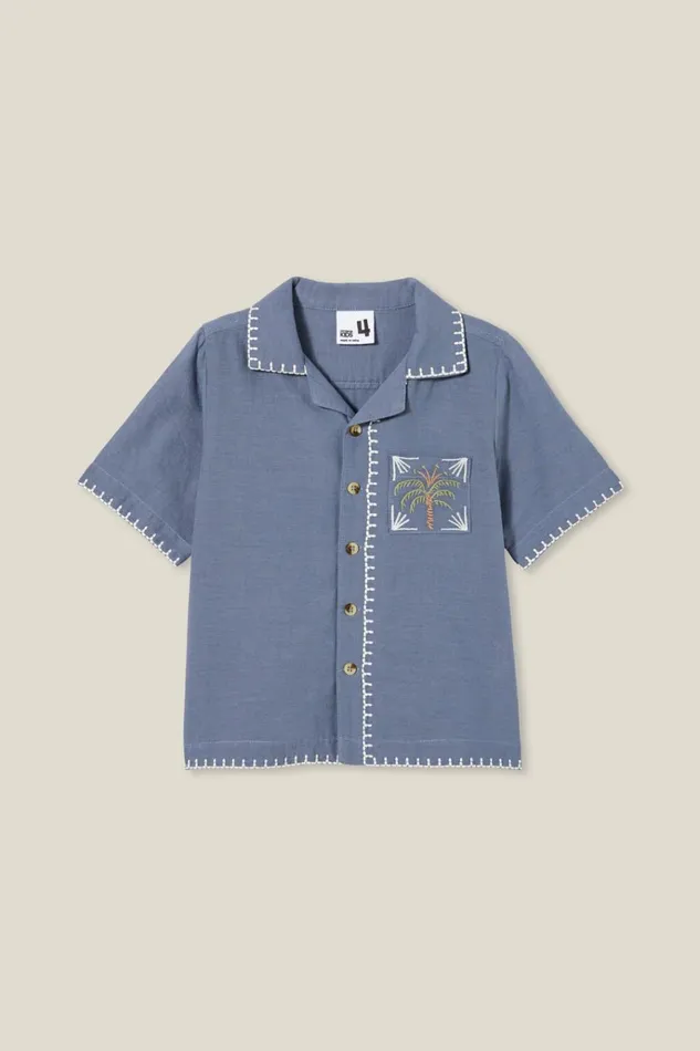 Boys Shirts Cotton On Cabana Short Sleeve Shirt Steelpalm Tree