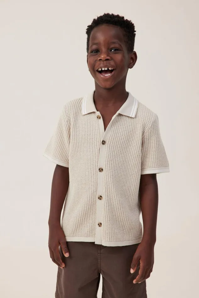 Boys Shirts Cotton On Knitted Short Sleeve Shirt Rainy Daywaffle Knit