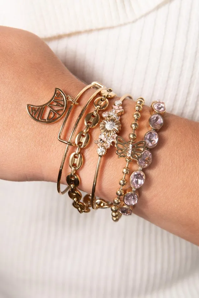 Bracelets Women Alex And Ani Butterfly Ball Chain Bracelet Stainless Steel Gold