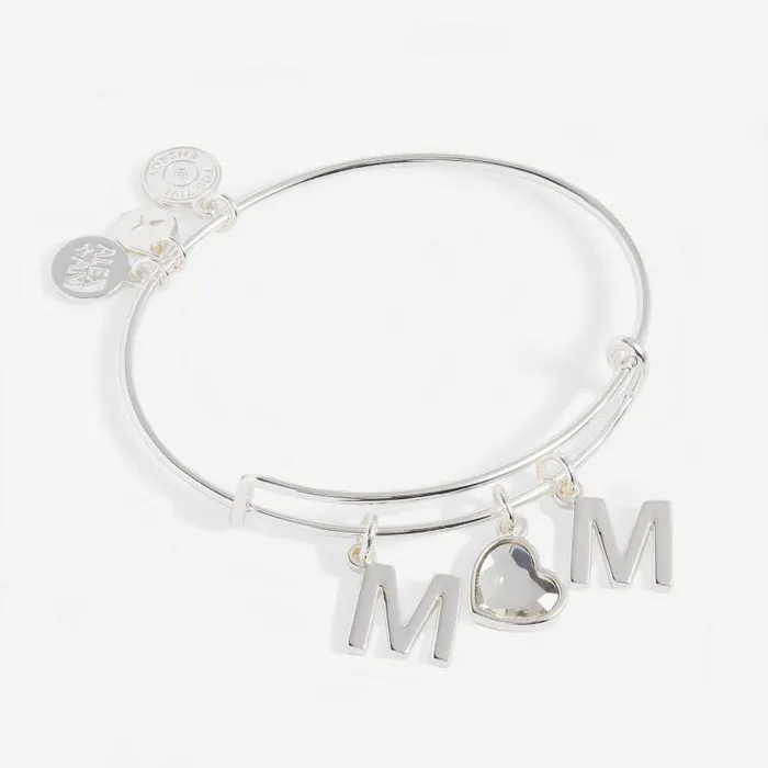 Bracelets Women Alex And Ani Crystal Mom Bangle Silver