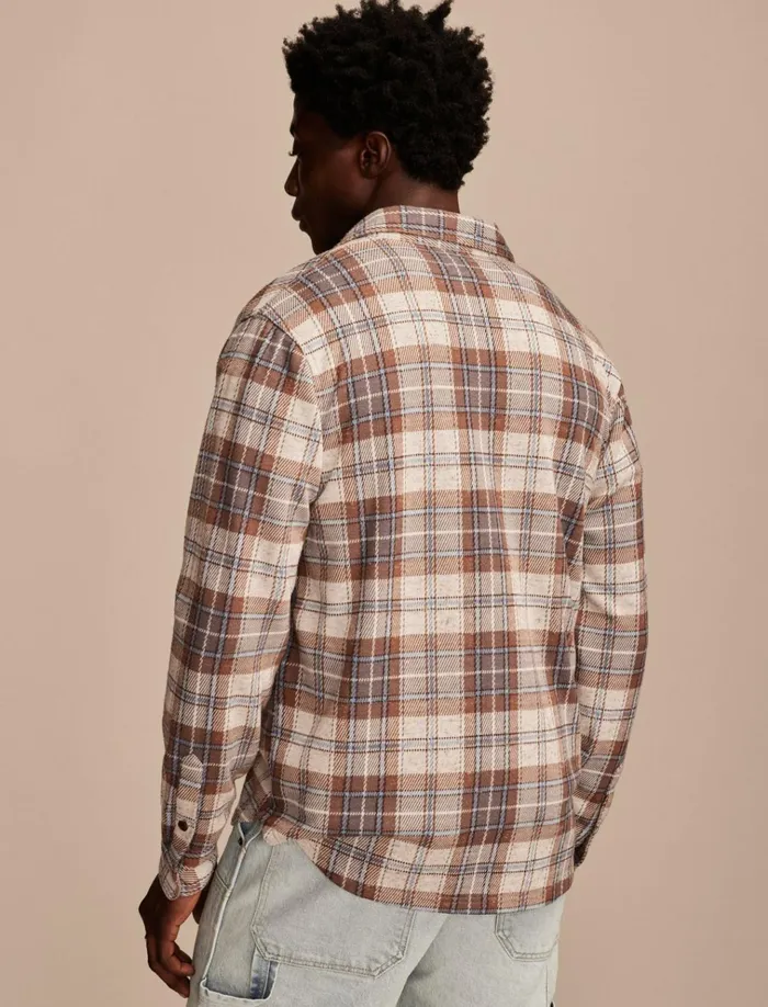 Brushed Long Sleeve Knit Shirting Brown Multi Men Lucky Brand ButtonDowns