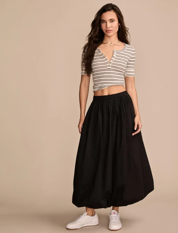 Bubble Poplin Maxi Skirt Caviar Women Lucky Brand Skirts