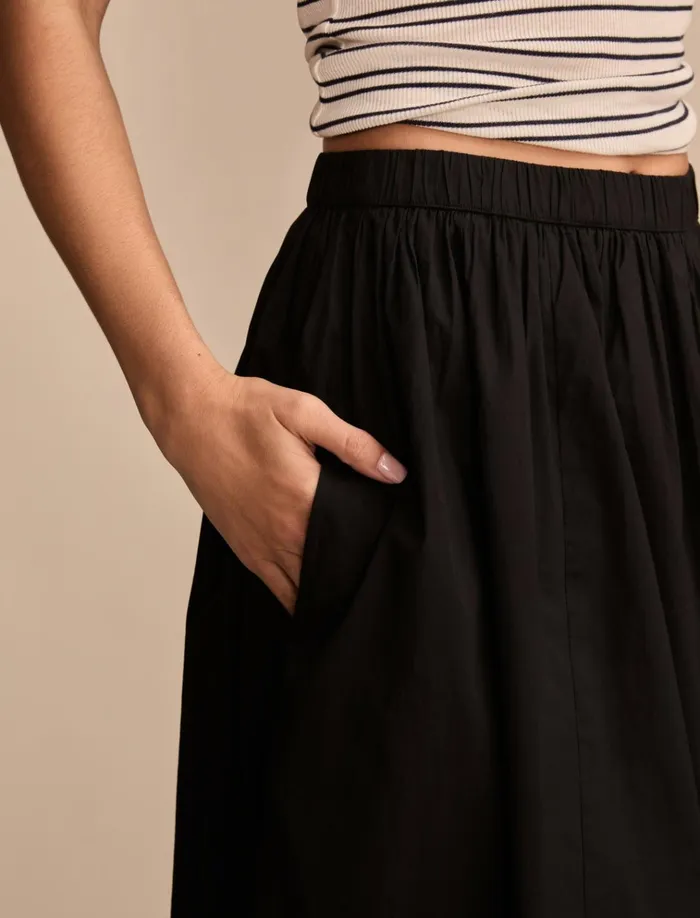 Bubble Poplin Maxi Skirt Caviar Women Lucky Brand Skirts