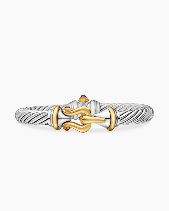 Buckle Classic Cable Bracelet In Sterling Silver With 18K Yellow Gold 7mm Women David Yurman Bangle Buckle Classic Cable Bracelet In Sterling Silver With 18K Yellow Gold 7mm Women David Yurman Bangle