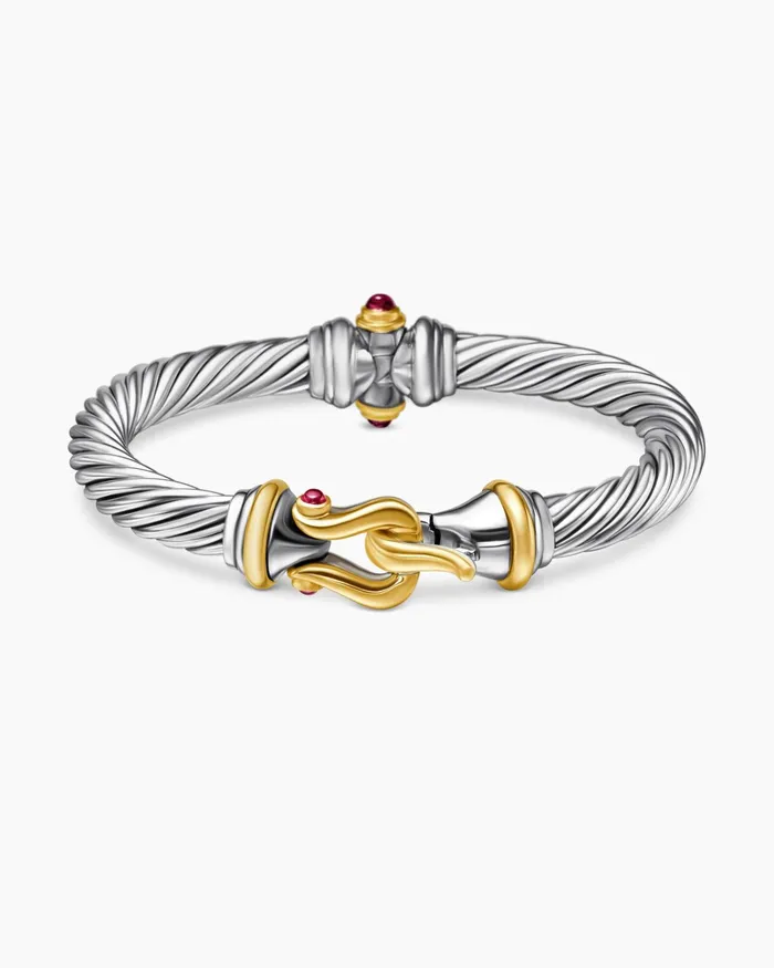 Buckle Classic Cable Bracelet In Sterling Silver With 18K Yellow Gold 7mm Women David Yurman Bangle Buckle Classic Cable Bracelet In Sterling Silver With 18K Yellow Gold 7mm Women David Yurman Bangle