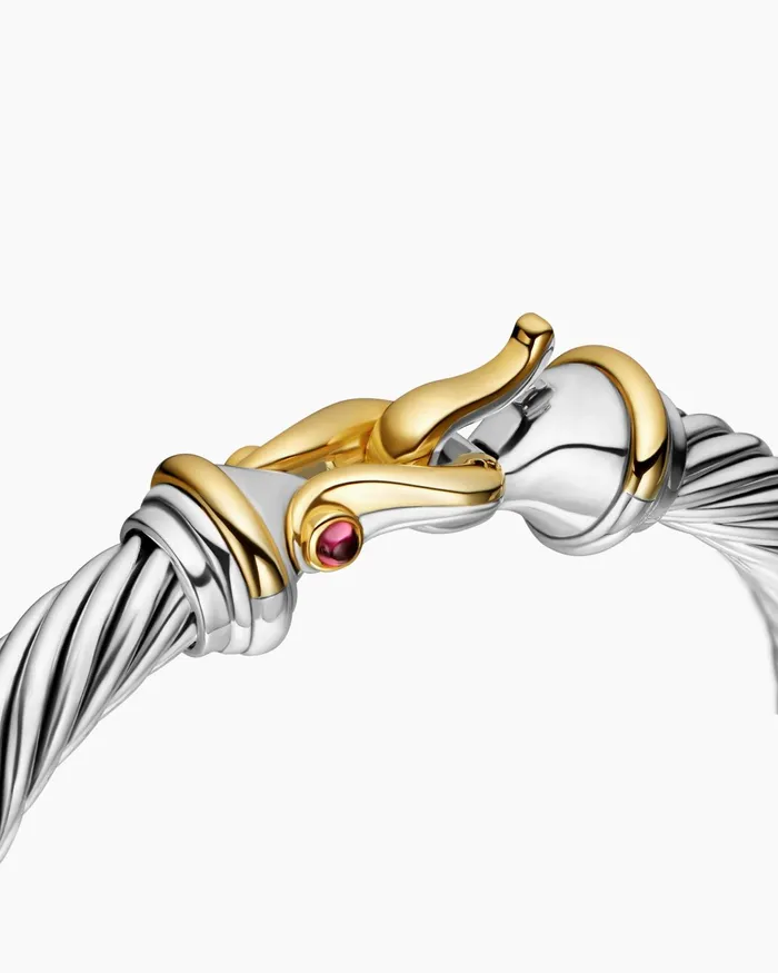 Buckle Classic Cable Bracelet In Sterling Silver With 18K Yellow Gold 7mm Women David Yurman Bangle Buckle Classic Cable Bracelet In Sterling Silver With 18K Yellow Gold 7mm Women David Yurman Bangle
