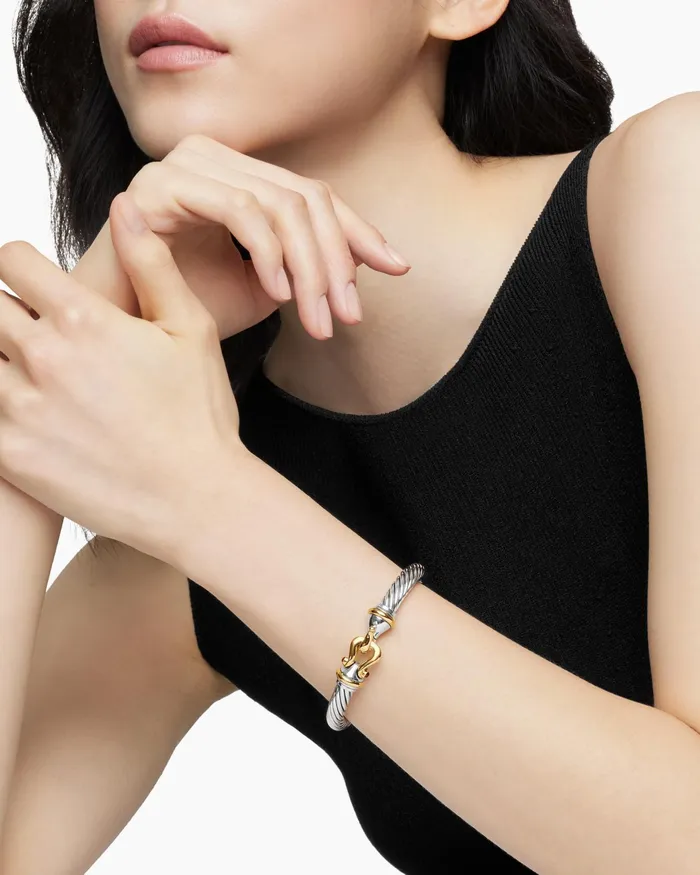 Buckle Classic Cable Bracelet In Sterling Silver With 18K Yellow Gold 7mm Women David Yurman Bangle Buckle Classic Cable Bracelet In Sterling Silver With 18K Yellow Gold 7mm Women David Yurman Bangle