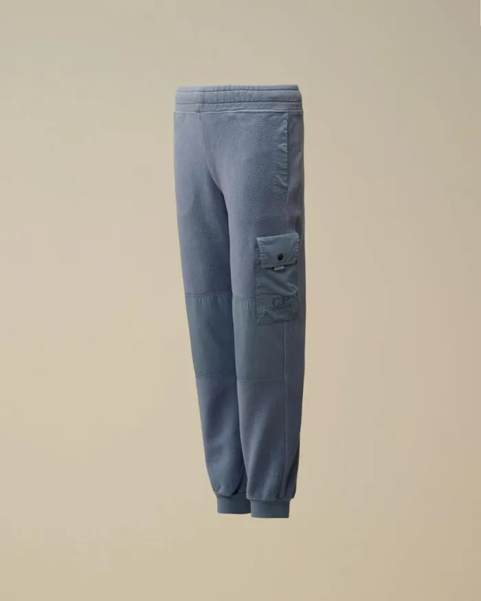 CP Company Clothing 48 U16 Diagonal Fleece Mixed Cargo Sweatpants Flint Stone Blue 8211 Kids