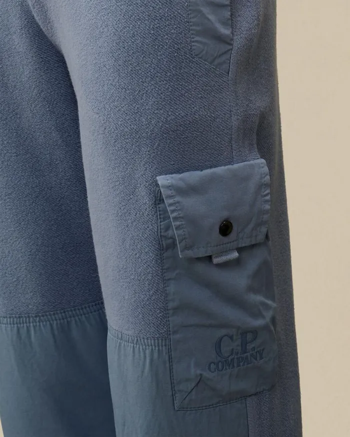 CP Company Clothing 48 U16 Diagonal Fleece Mixed Cargo Sweatpants Flint Stone Blue 8211 Kids