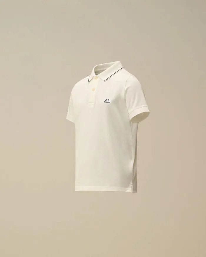 CP Company Clothing 48 U16 Stretch Piquet Striped Collar Polo Gauze White 8211 Kids