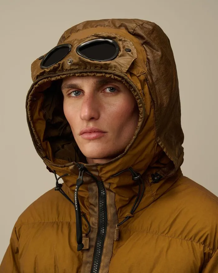 CP Company Jacket and Coats BiTM Goggle Down Jacket Toffee Beige 8211 Man