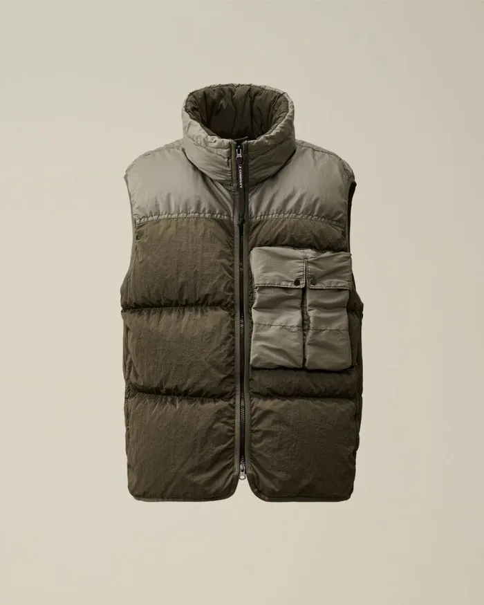 CP Company Jacket and Coats Eco ChromeR Mixed Down Vest Grape Leaf Green 8211 Man
