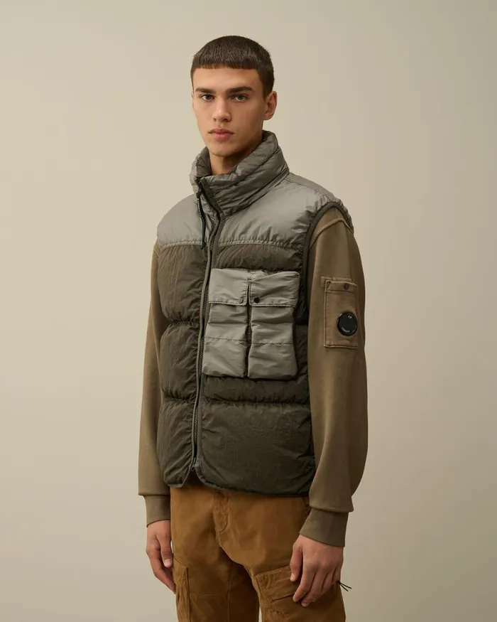 CP Company Jacket and Coats Eco ChromeR Mixed Down Vest Grape Leaf Green 8211 Man