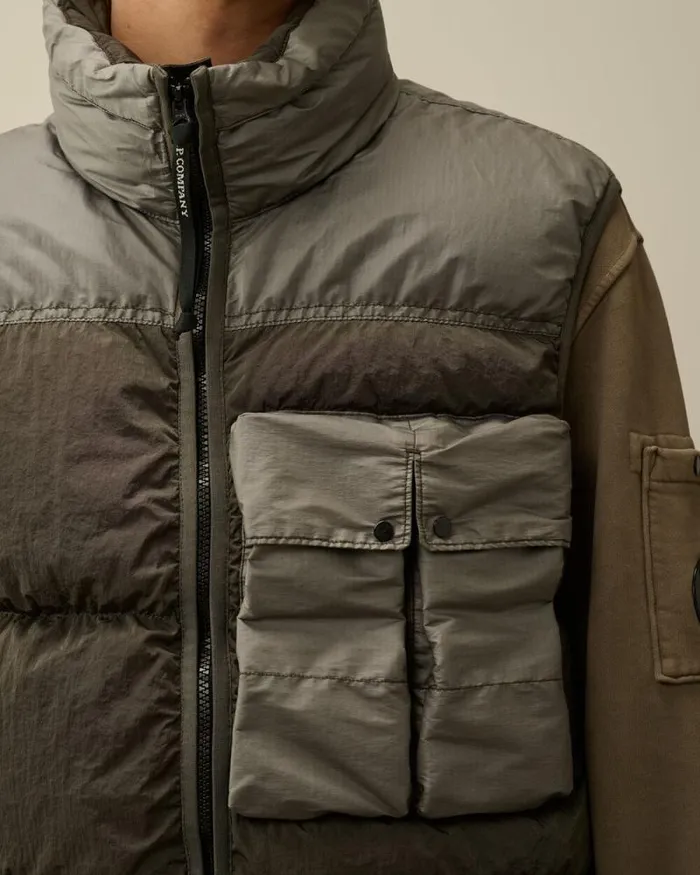 CP Company Jacket and Coats Eco ChromeR Mixed Down Vest Grape Leaf Green 8211 Man