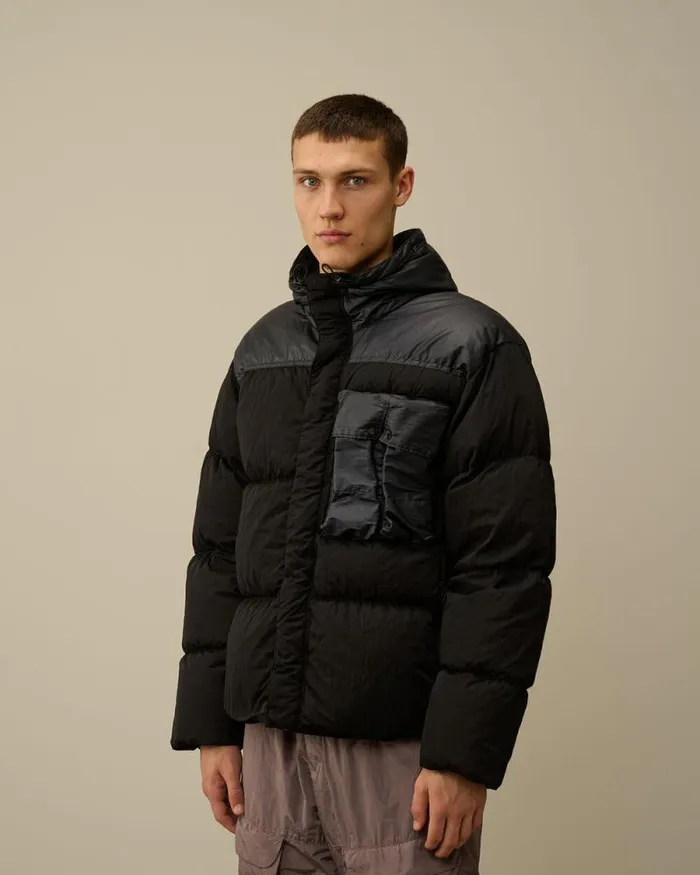 CP Company Jacket and Coats Eco ChromeR Mixed Goggle Down Jacket Total Eclipse Blue 8211 Man