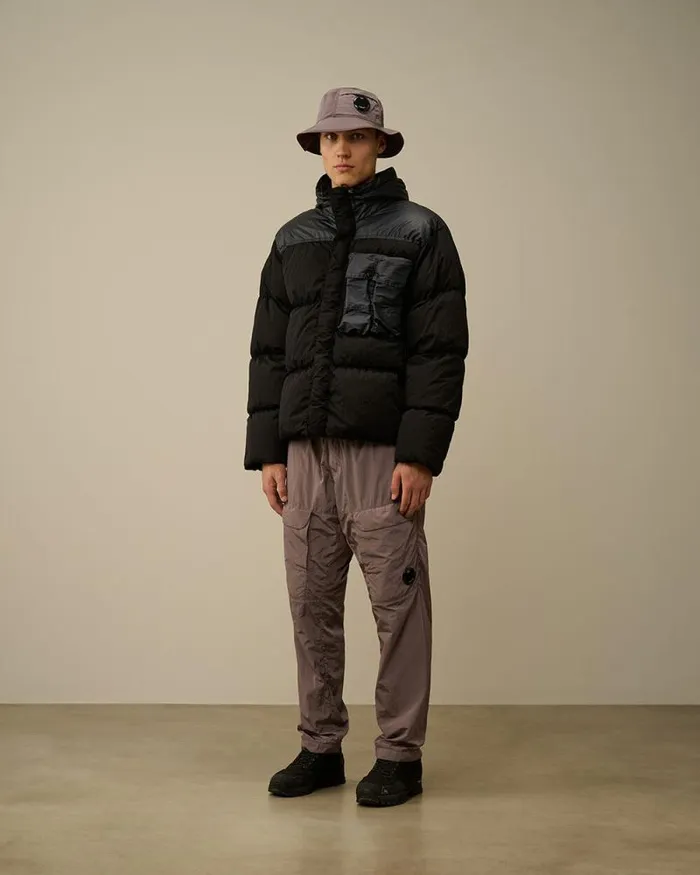 CP Company Jacket and Coats Eco ChromeR Mixed Goggle Down Jacket Total Eclipse Blue 8211 Man