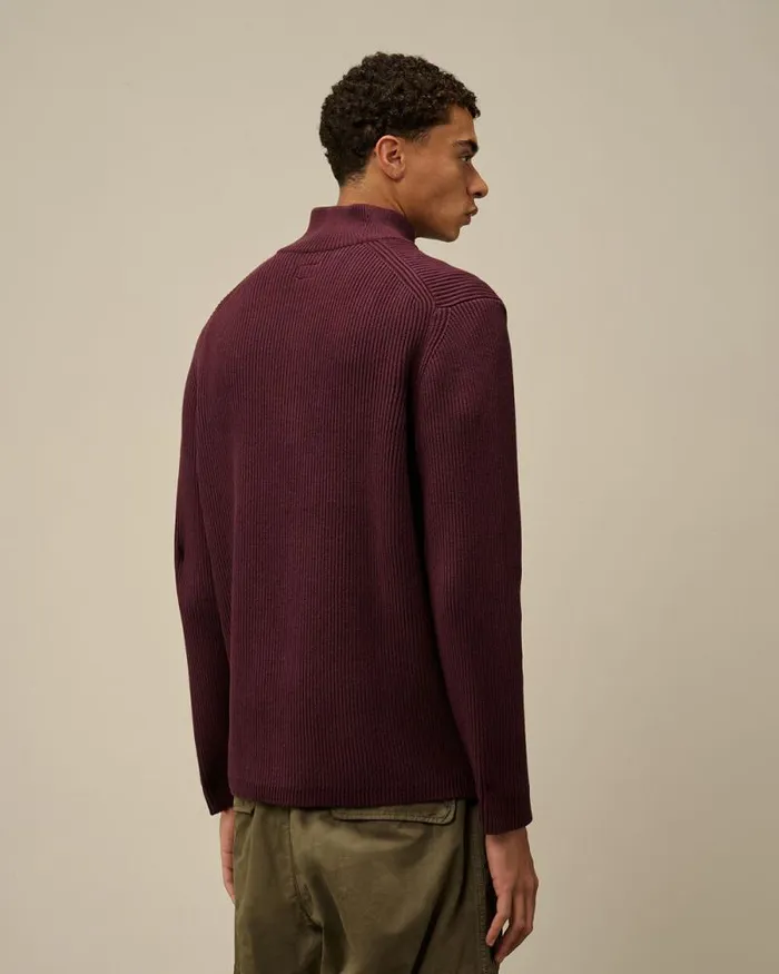 CP Company Jumpers Full Rib Half Zipped Knit Potent Purple 8211 Man
