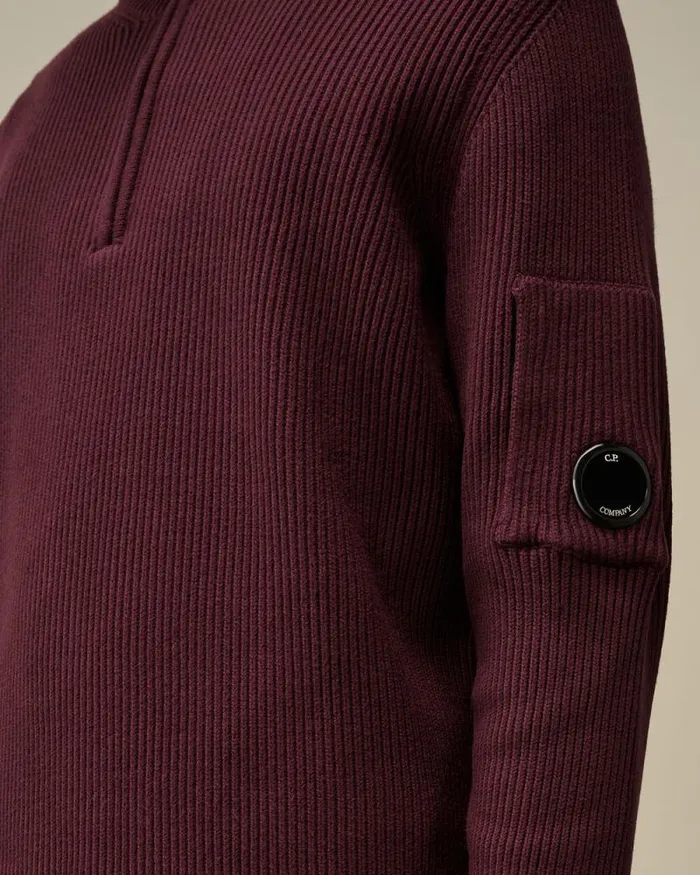CP Company Jumpers Full Rib Half Zipped Knit Potent Purple 8211 Man