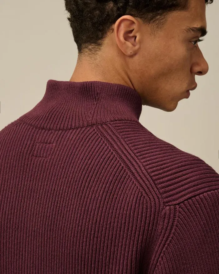 CP Company Jumpers Full Rib Half Zipped Knit Potent Purple 8211 Man