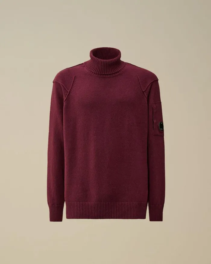 CP Company Jumpers Lambswool GRS Turtleneck Knit Potent Purple 8211 Man
