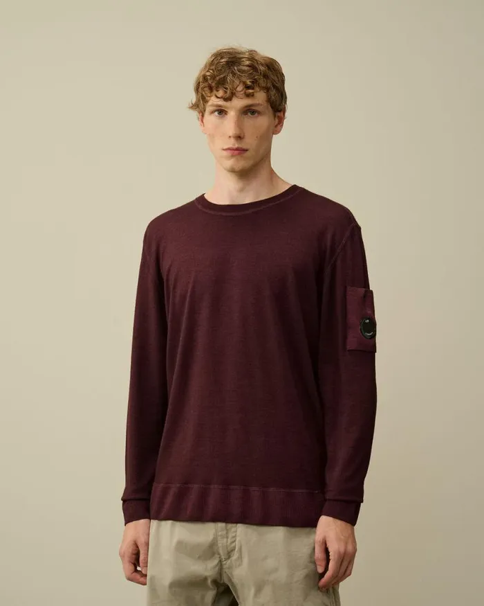 CP Company Jumpers Merino Wool Fast Dyed Crew Neck Knit Potent Purple 8211 Man