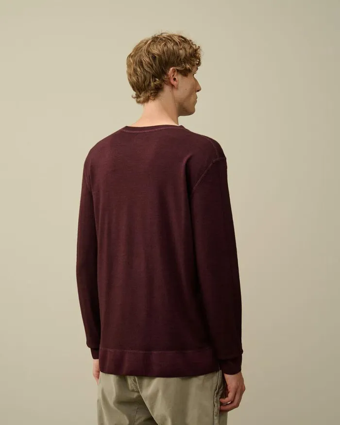 CP Company Jumpers Merino Wool Fast Dyed Crew Neck Knit Potent Purple 8211 Man