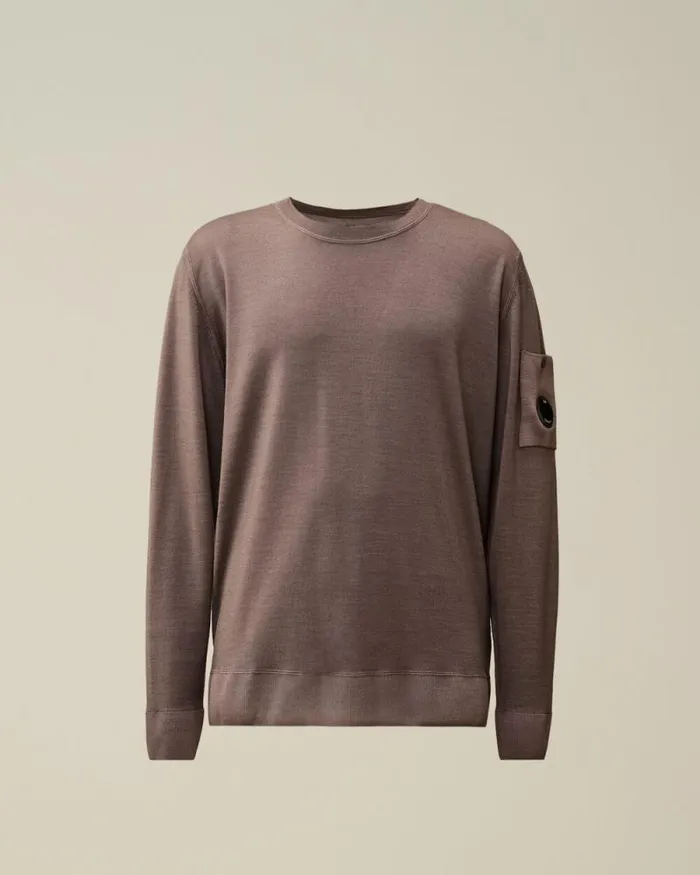 CP Company Jumpers Merino Wool Fast Dyed Crew Neck Knit Purple Dove 8211 Man