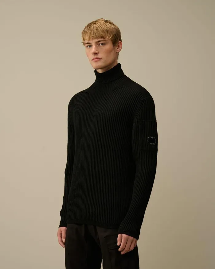 CP Company Jumpers ReWool Turtleneck Knit Black 8211 Man