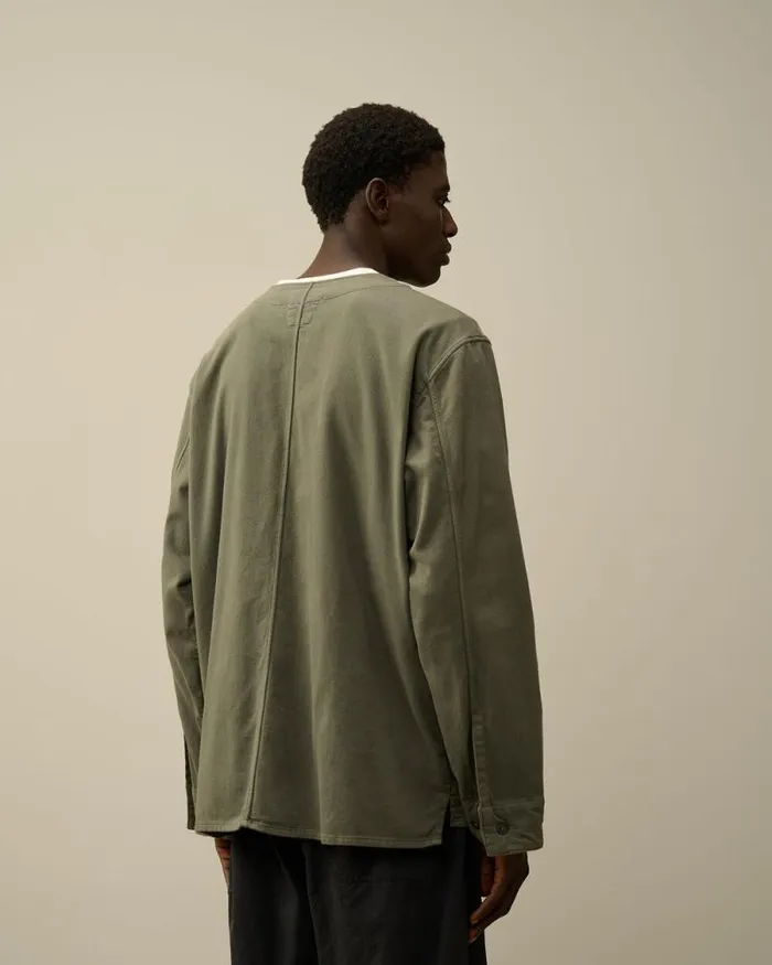 CP Company Overshirt Armored Stretch Satin Buttoned Overshirt Grape Leaf Green 8211 Man