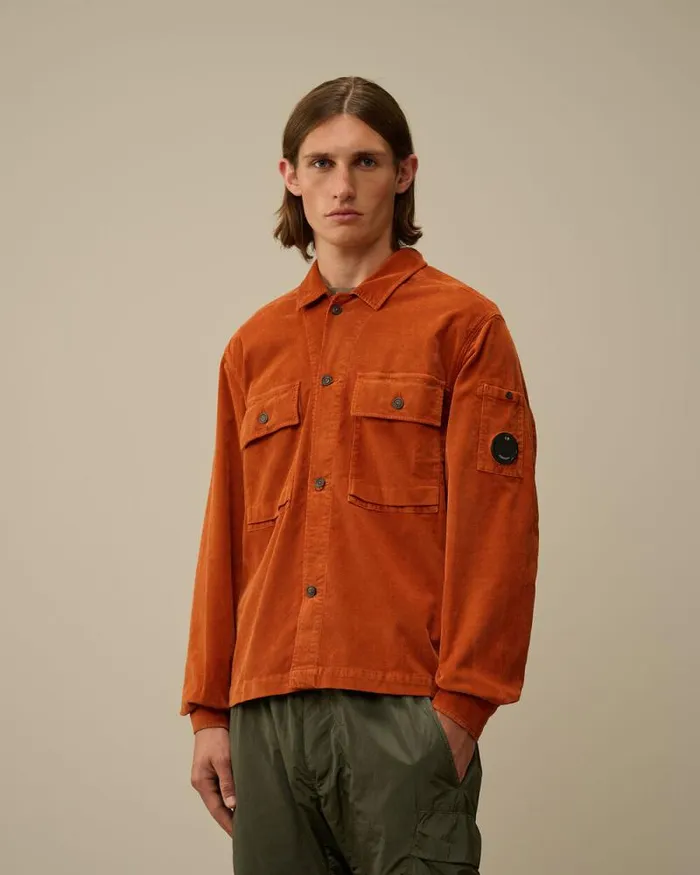 CP Company Overshirt Corduroy Buttoned Utility Overshirt Bombay Brown 8211 Man