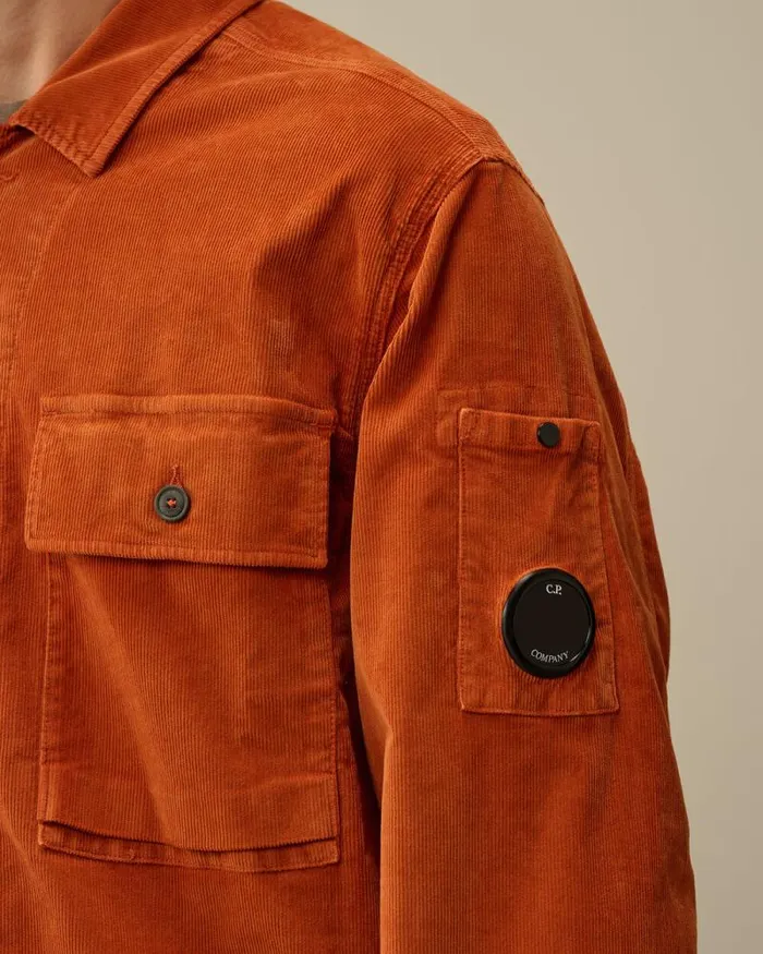 CP Company Overshirt Corduroy Buttoned Utility Overshirt Bombay Brown 8211 Man