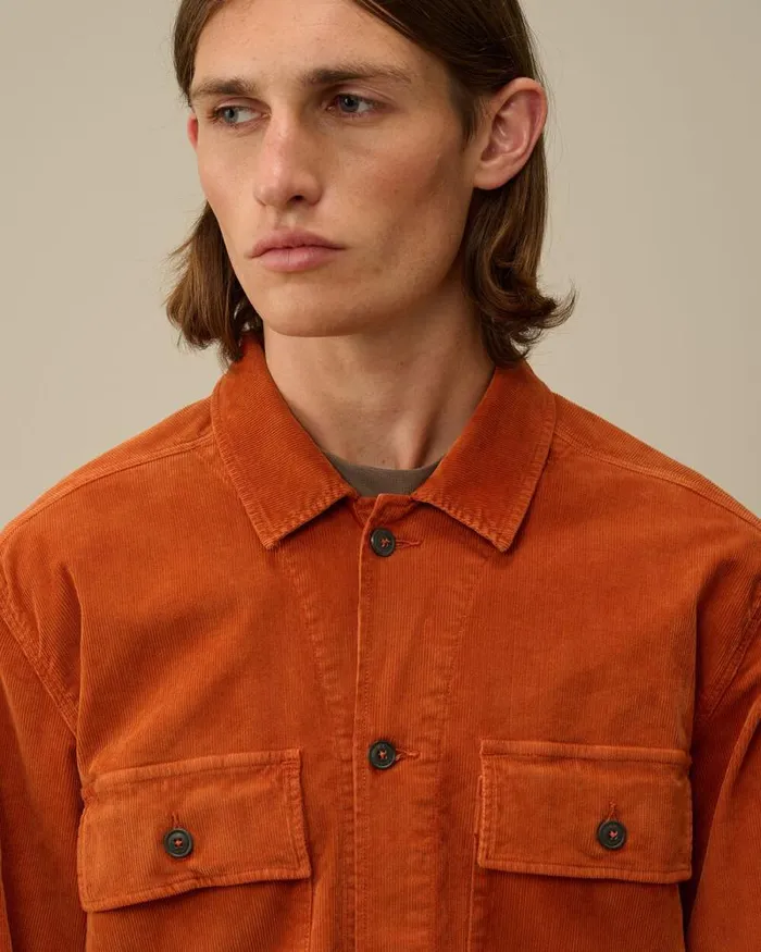 CP Company Overshirt Corduroy Buttoned Utility Overshirt Bombay Brown 8211 Man