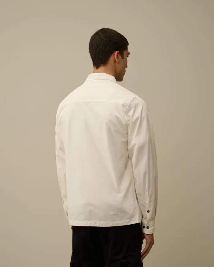 CP Company Overshirt Organic Gabardine Zipped Overshirt Gauze White 8211 Man