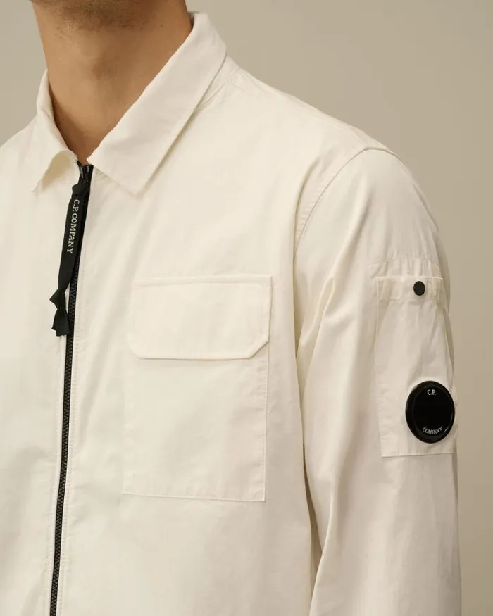 CP Company Overshirt Organic Gabardine Zipped Overshirt Gauze White 8211 Man