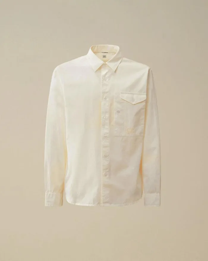 CP Company Shirt Emerized Popeline Buttoned Shirt Gauze White 8211 Man