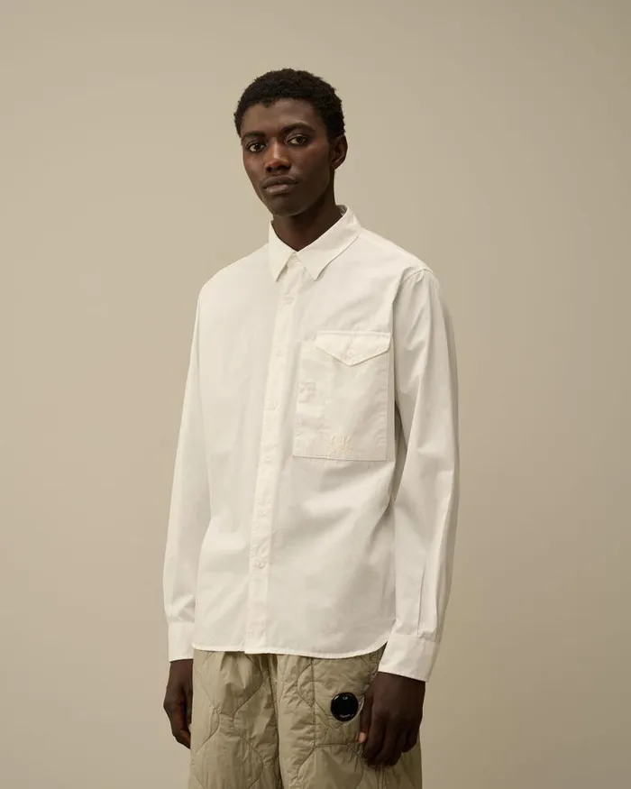CP Company Shirt Emerized Popeline Buttoned Shirt Gauze White 8211 Man