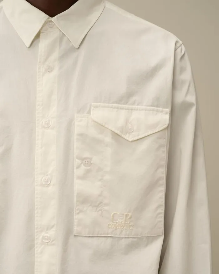 CP Company Shirt Emerized Popeline Buttoned Shirt Gauze White 8211 Man
