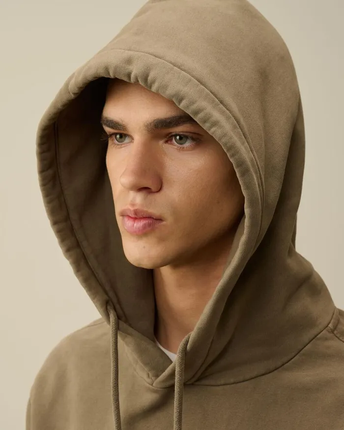 CP Company Sweatshirts Brushed And Emerized Diagonal Fleece Lens Hooded Sweatshirt Walnut Beige 8211 Man