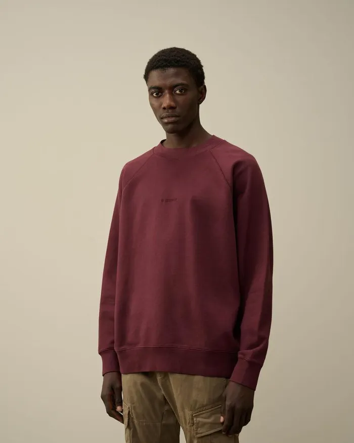 CP Company Sweatshirts Brushed And Emerized Diagonal Fleece Logo Crew Neck Sweatshirt Potent Purple 8211 Man