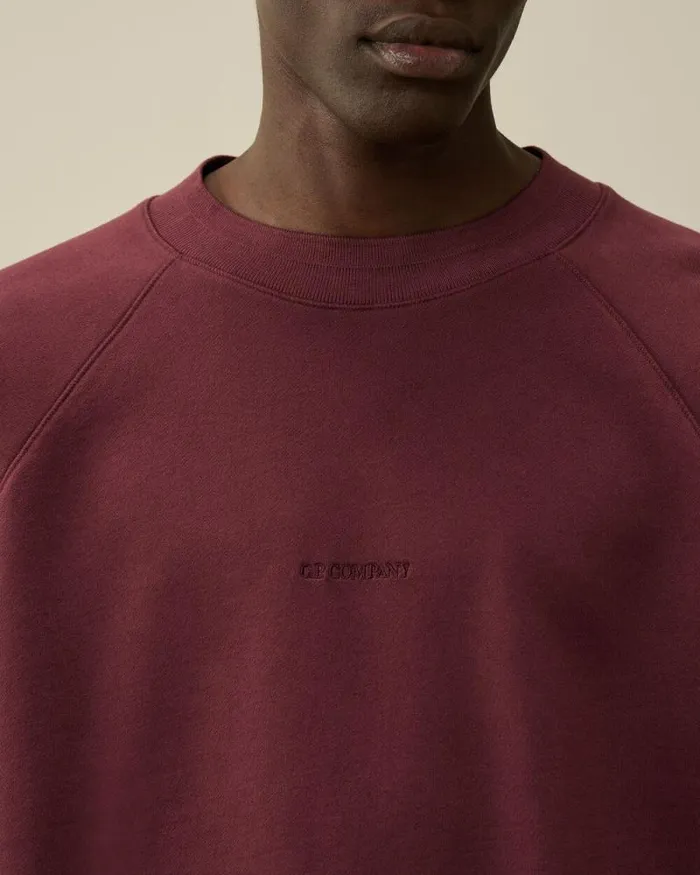 CP Company Sweatshirts Brushed And Emerized Diagonal Fleece Logo Crew Neck Sweatshirt Potent Purple 8211 Man