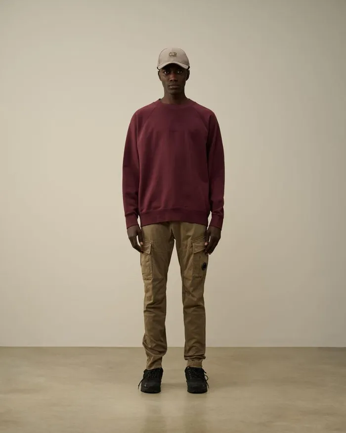 CP Company Sweatshirts Brushed And Emerized Diagonal Fleece Logo Crew Neck Sweatshirt Potent Purple 8211 Man