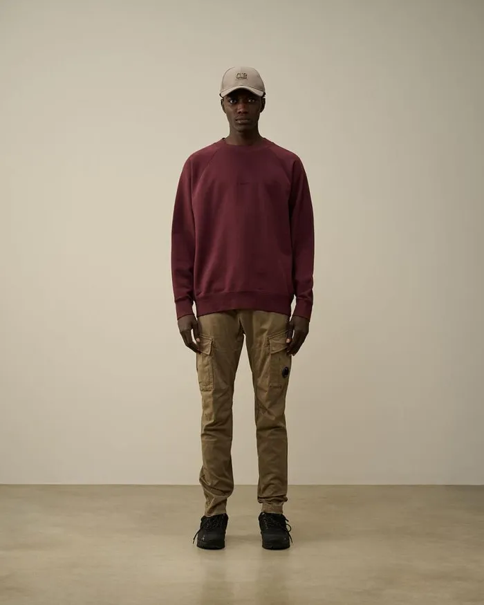 CP Company Sweatshirts Brushed And Emerized Diagonal Fleece Logo Crew Neck Sweatshirt Potent Purple 8211 Man