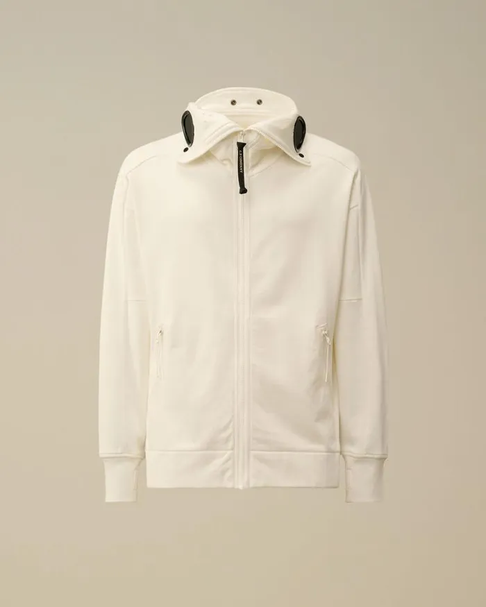 CP Company Sweatshirts Diagonal Raised Fleece Explorer Zipped Hooded Sweatshirt Gauze White 8211 Man CP Company Sweatshirts Diagonal Raised Fleece Explorer Zipped Hooded Sweatshirt Gauze White 8211 Man