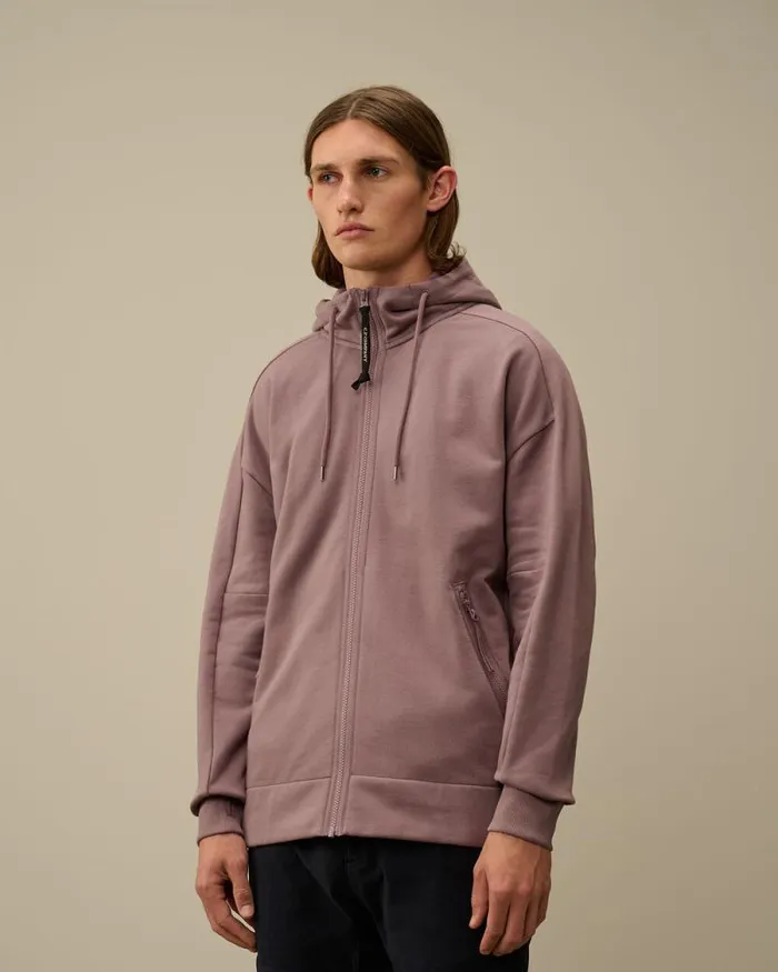 CP Company Sweatshirts Diagonal Raised Fleece Goggle Zipped Hooded Sweatshirt Purple Dove 8211 Man