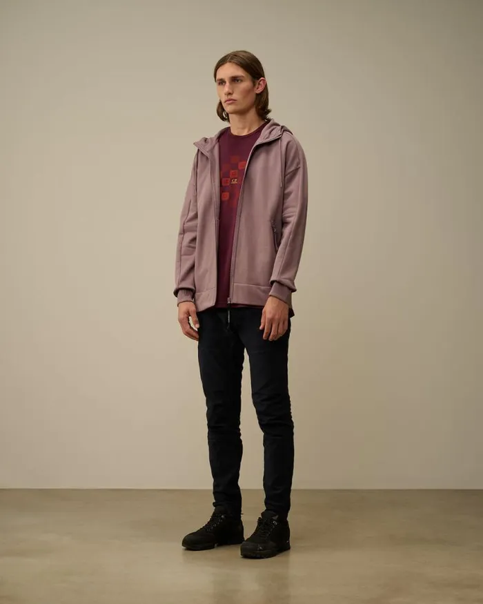 CP Company Sweatshirts Diagonal Raised Fleece Goggle Zipped Hooded Sweatshirt Purple Dove 8211 Man