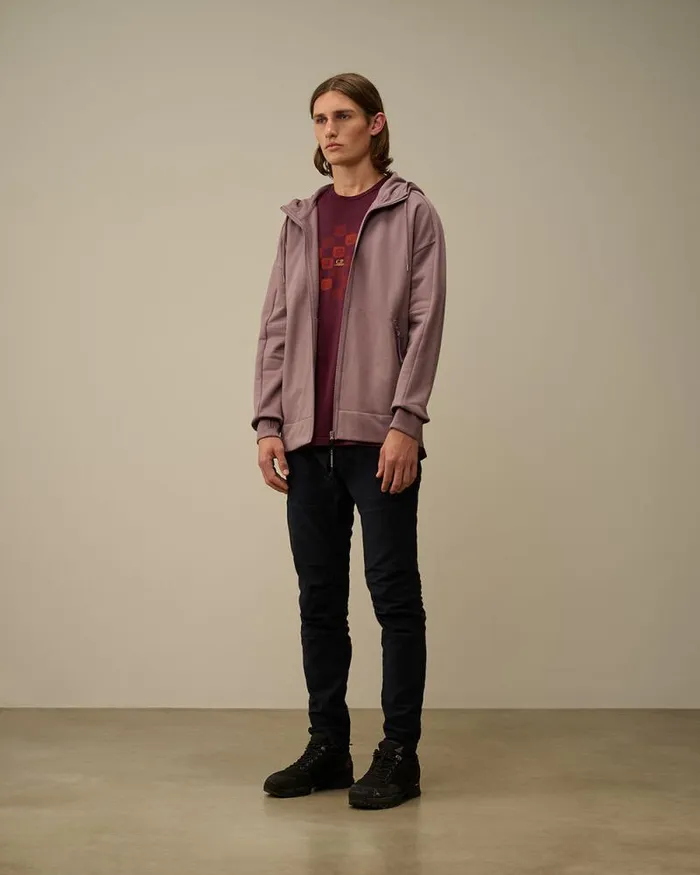 CP Company Sweatshirts Diagonal Raised Fleece Goggle Zipped Hooded Sweatshirt Purple Dove 8211 Man