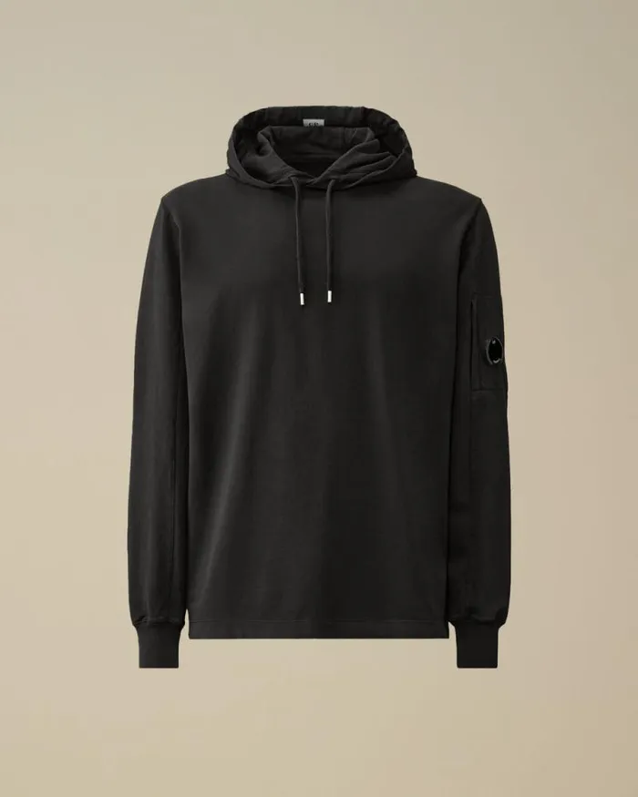 CP Company Sweatshirts Light Fleece Hooded Sweatshirt Black 8211 Man