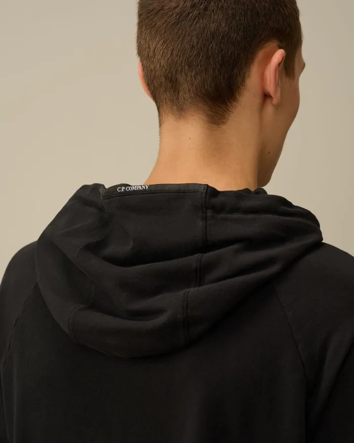 CP Company Sweatshirts Light Fleece Hooded Sweatshirt Black 8211 Man